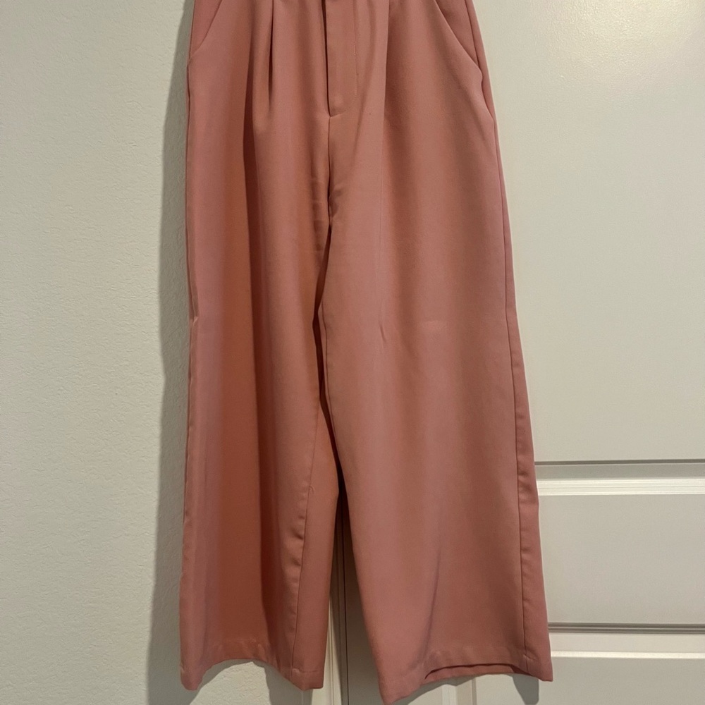 Women’s Cider Linen Blend High Rise Solid Pants in Peach Pink Size Small Petite